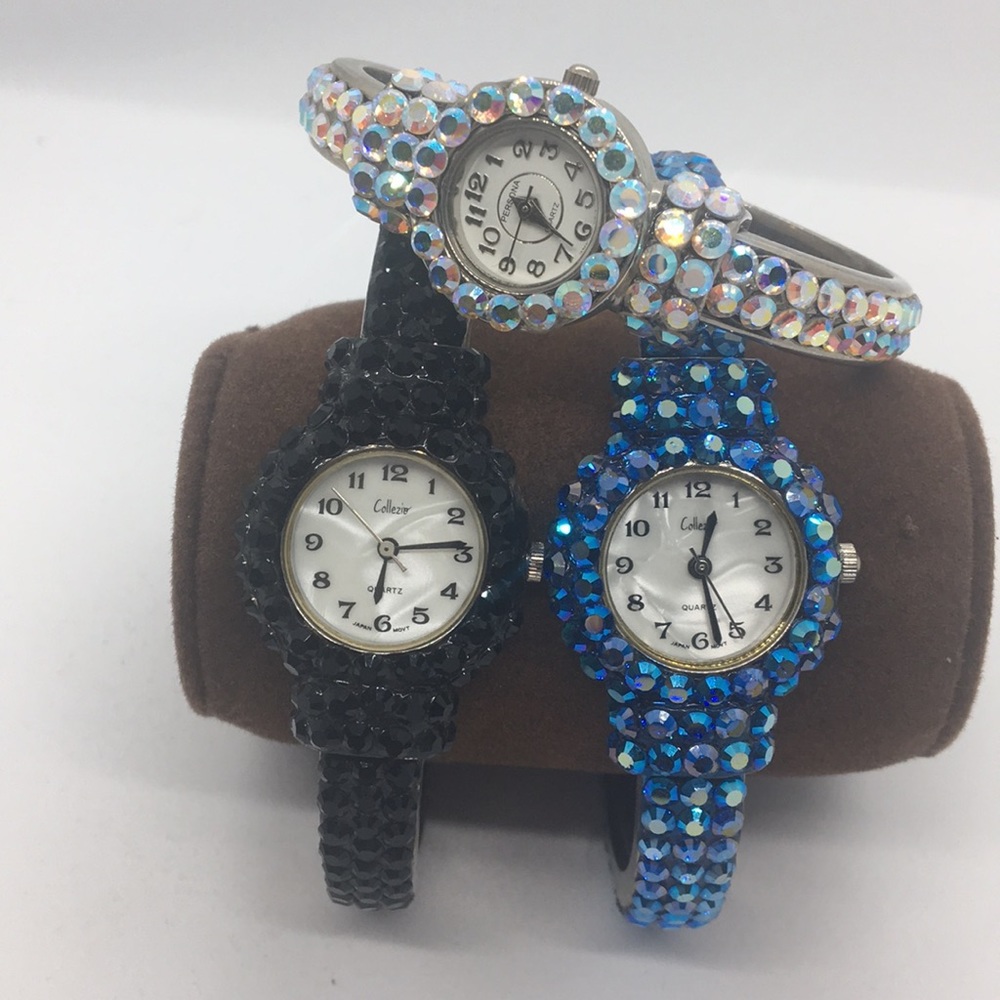 Lot of 3 Rhinestone Women's Watches